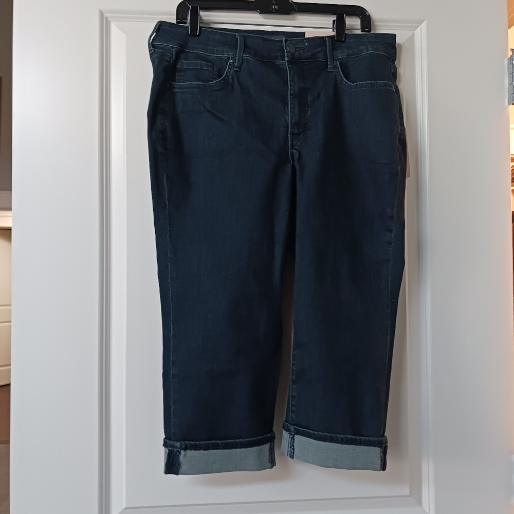 NYDJ Women's Straight Leg Crop Jeans - Dark Blue